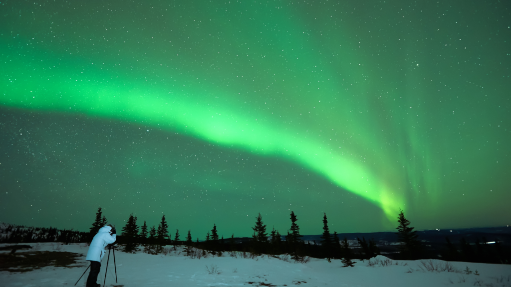 Espera de auroras boreales en Canadá