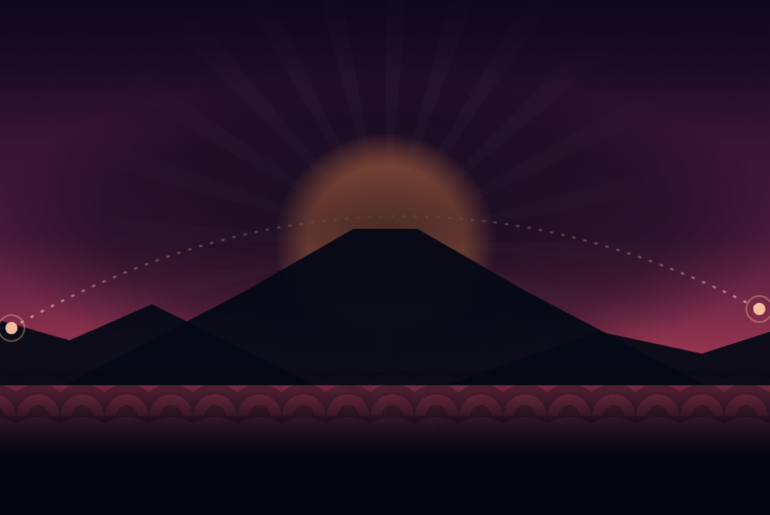 Amanecer sobre el monte Fuji con la ruta aérea entre Guadalajara y Tokio